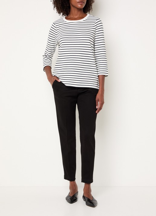 BRAX Bonnie longsleeve met streepprint en structuur - voorkant 3 donkerblauw