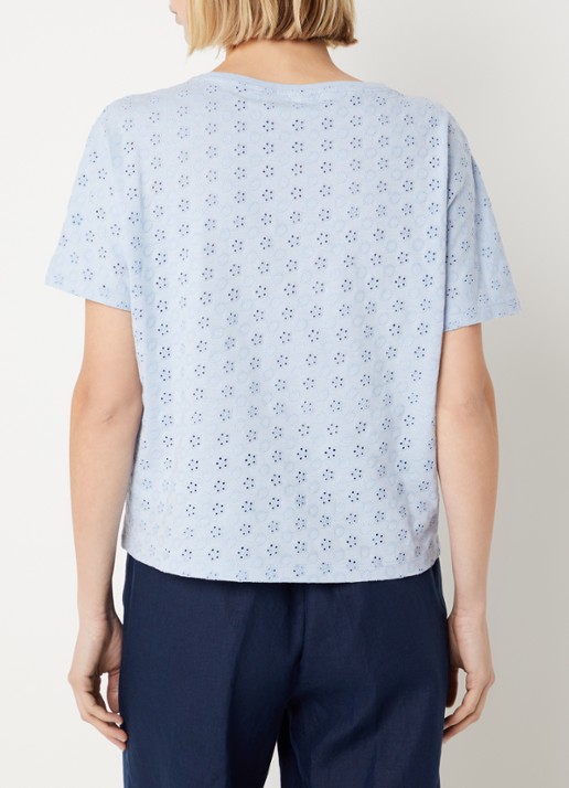 BRAX Caelen T-shirt met broderie - achterkant 4 blauwgrijs