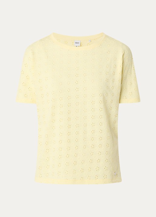 BRAX Caelen T-shirt met broderie - voorkant geel