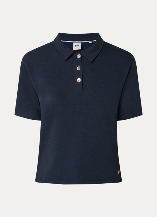 BRAX Cara polo van jersey  - voorkant 2 donkerblauw
