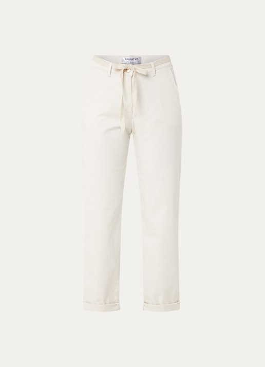 BRAX Carrie high waist straight fit broek met steekzakken - voorkant 3 creme