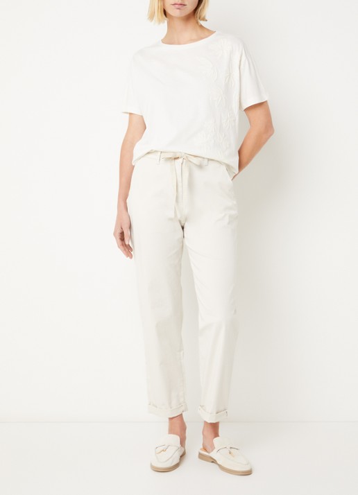BRAX Carrie high waist straight fit broek met steekzakken - voorkant 4 creme
