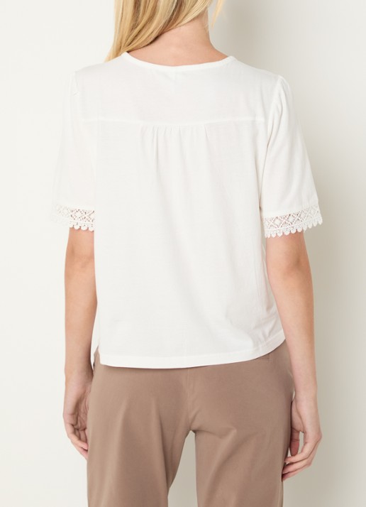 BRAX Celina tuniek met broderie - achterkant 4 wit