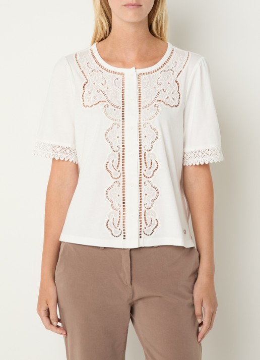 BRAX Celina tuniek met broderie - detail 3 wit