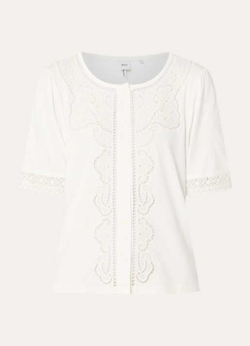 BRAX Celina tuniek met broderie - voorkant wit