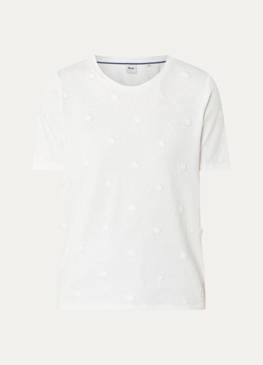 BRAX Cira T-shirt met borduring - voorkant 2 wit