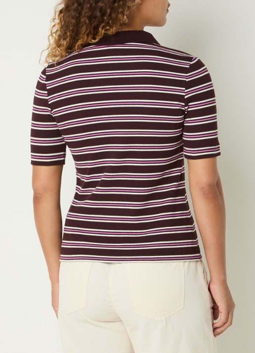 BRAX Cleo polo met streepprint - achterkant aubergine