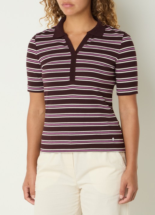 BRAX Cleo polo met streepprint - detail 2 aubergine