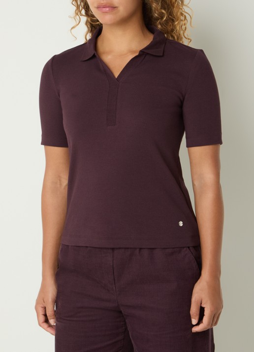 BRAX Cleo polo met stretch - detail 3 aubergine