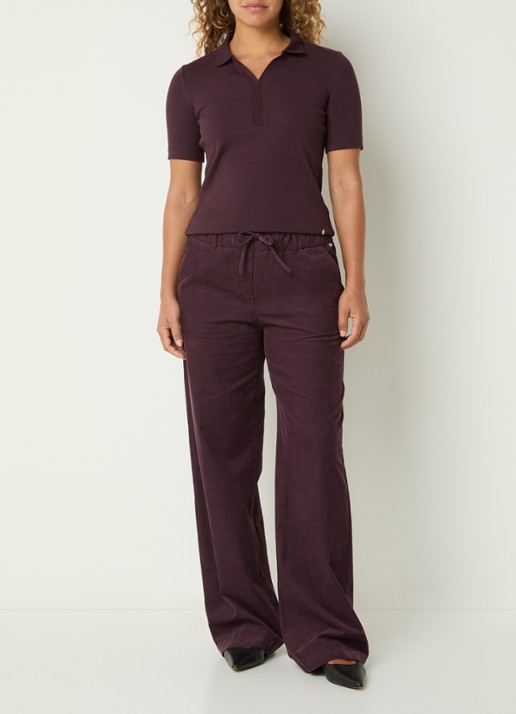 BRAX Cleo polo met stretch - voorkant 2 aubergine