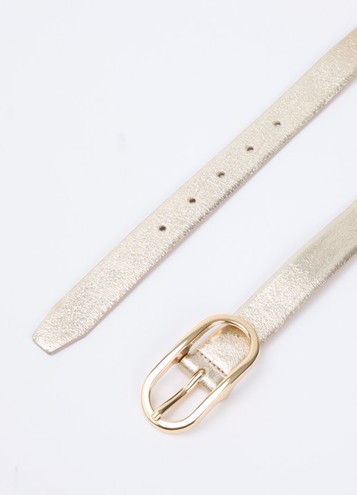 BRAX Dob riem van leer met metallic finish - detail witgoud