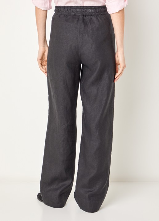 BRAX  Farina loose fit pantalon van linnen met steekzakken - achterkant zwart