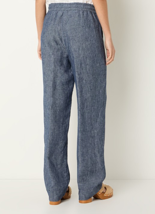 BRAX  Farina loose fit pantalon van linnen met steekzakken - achterkant indigo