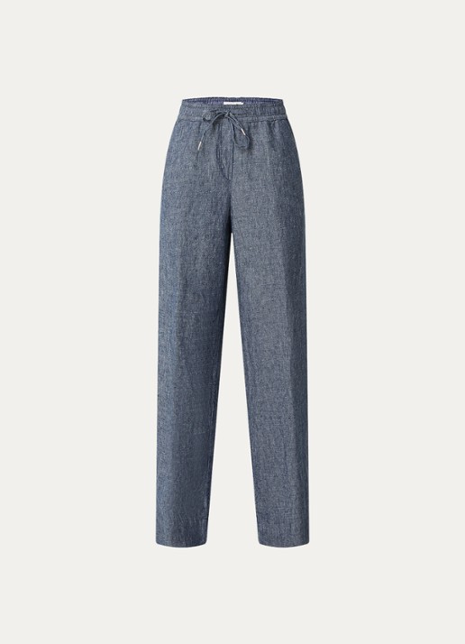 BRAX  Farina loose fit pantalon van linnen met steekzakken - voorkant 2 indigo