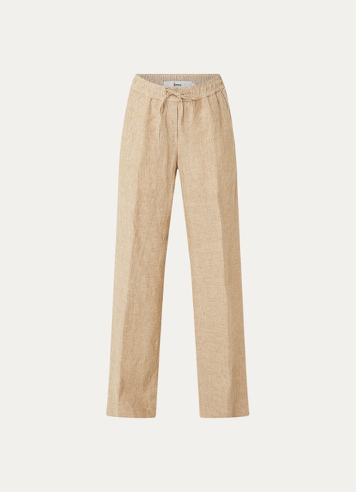 BRAX  Farina loose fit pantalon van linnen met steekzakken - voorkant 2 beige