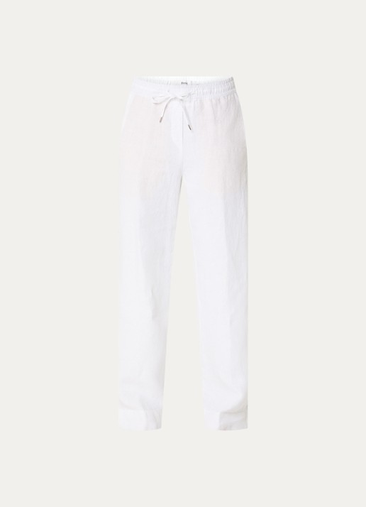 BRAX  Farina loose fit pantalon van linnen met steekzakken - voorkant gebroken wit