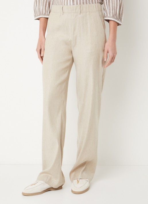 BRAX High waist loose fit broek in linnenblend met steekzakken