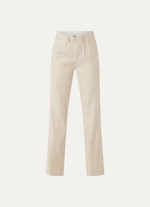 BRAX High waist loose fit broek in linnenblend met steekzakken - voorkant 2 creme