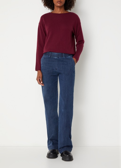 BRAX High waist straight fit jeans met steekzakken - voorkant 3 donkerblauw