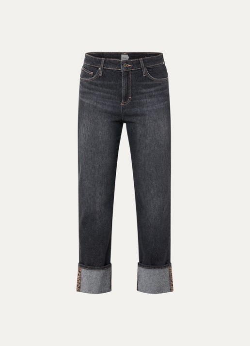 BRAX Madison high waist straight fit cropped jeans met steekzakken - voorkant 2 zwart