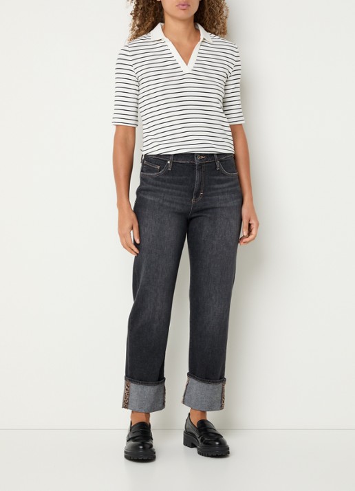 BRAX Madison high waist straight fit cropped jeans met steekzakken - voorkant 3 zwart