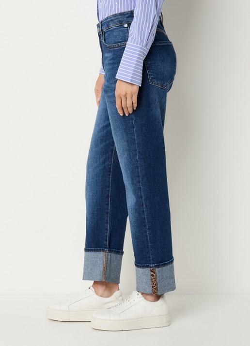 BRAX Madison high waist straight fit cropped jeans met steekzakken - detail 4 indigo