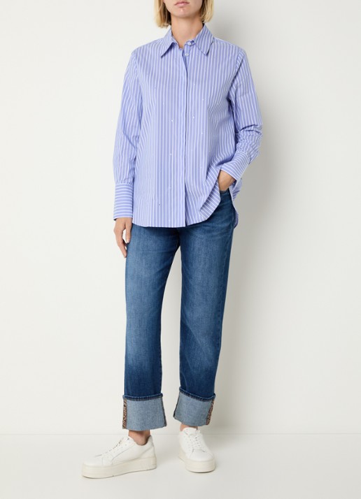 BRAX Madison high waist straight fit cropped jeans met steekzakken - voorkant 2 indigo