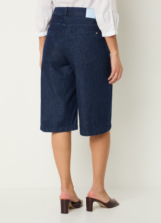 BRAX Maine B high waist straight fit korte broek van denim - achterkant 4 donkerblauw