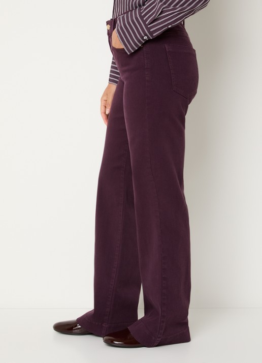 BRAX Maine high waist loose fit jeans met gekleurde wassing - detail 4 aubergine