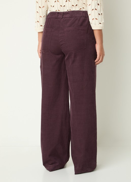 BRAX Maine mid waist straight fit broek van corduroy - achterkant 4 aubergine