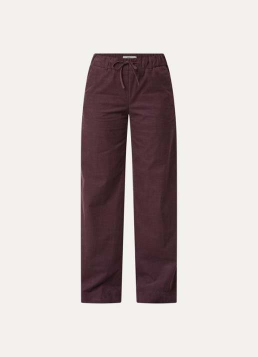BRAX Maine mid waist straight fit broek van corduroy - voorkant aubergine