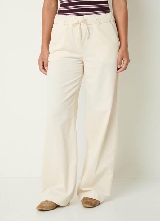 BRAX Maine mid waist straight fit broek van corduroy - detail gebroken wit