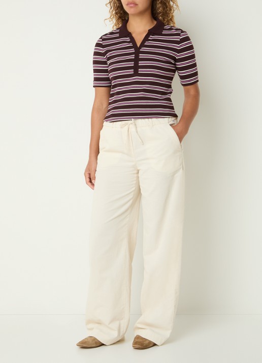 BRAX Maine mid waist straight fit broek van corduroy - voorkant 3 gebroken wit