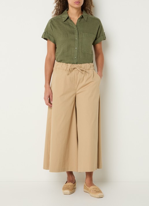 BRAX Maja high waist wide fit broek met steekzakken - voorkant 2 camel