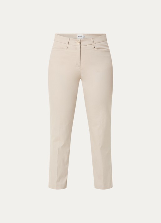 BRAX Mara mid waist cropped slim fit broek met steekzakken - voorkant 3 beige