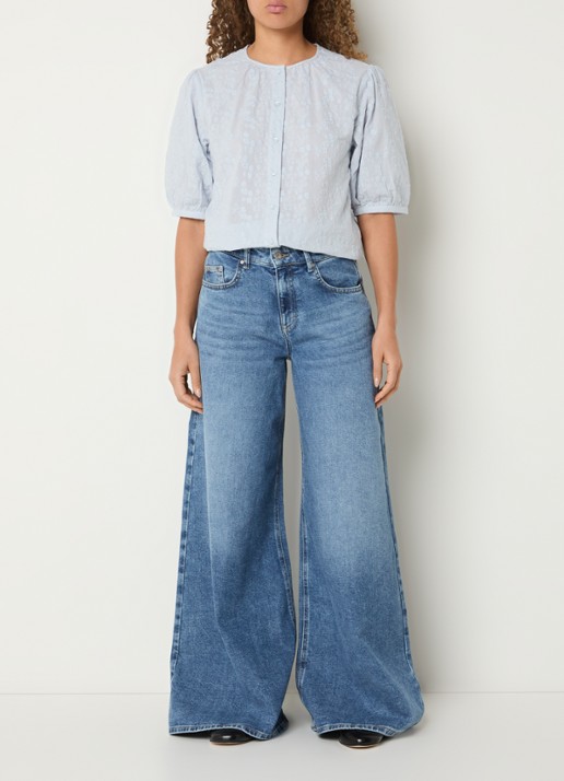 BRAX March high waist wide leg jeans met steekzakken - voorkant 5 indigo