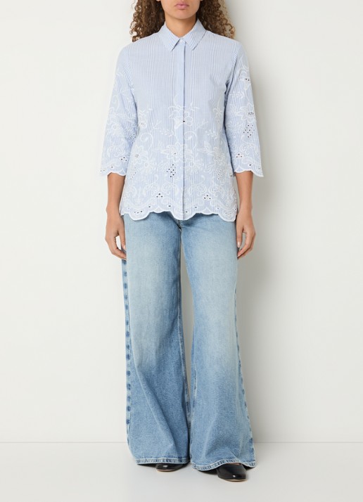 BRAX March high waist wide leg jeans met steekzakken - voorkant 3 lichtblauw