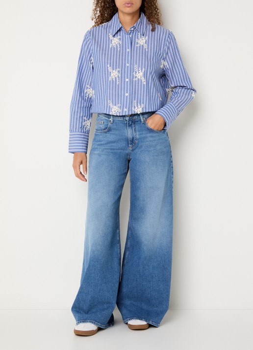 BRAX March high waist wide leg jeans met steekzakken - voorkant 4 blauw