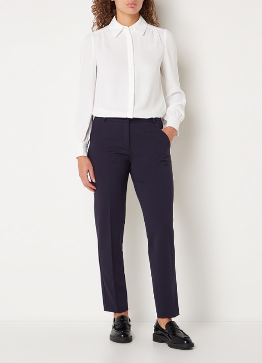 BRAX Maron mid waist cropped regular fit chino met steekzakken - voorkant 2 donkerblauw