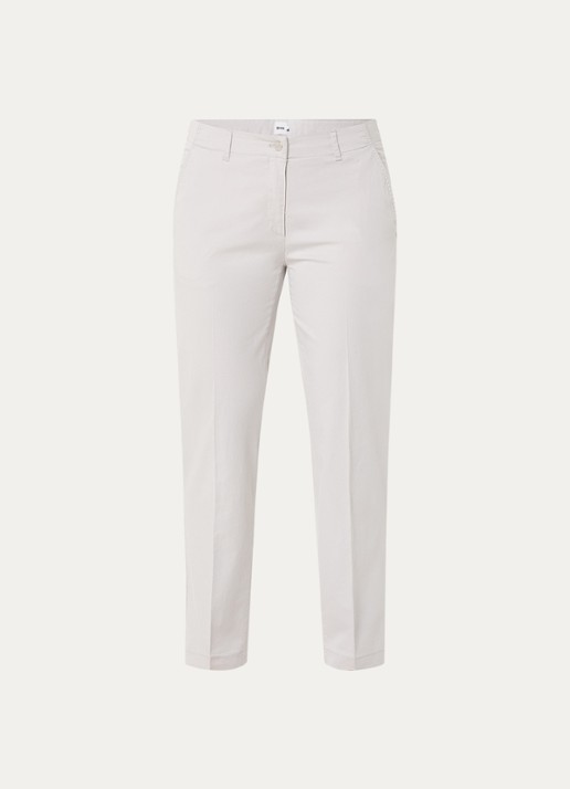 BRAX Maron mid waist cropped tapered fit chino met steekzakken - voorkant lichtgrijs