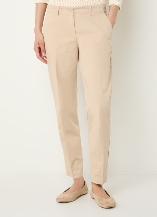 BRAX Maron mid waist cropped tapered fit chino met steekzakken