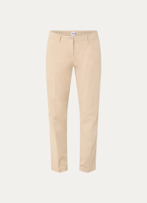 BRAX Maron mid waist cropped tapered fit chino met steekzakken - voorkant camel