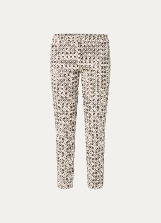 BRAX Maron S low waist straight fit cropped chino met grafische print - voorkant 2 beige