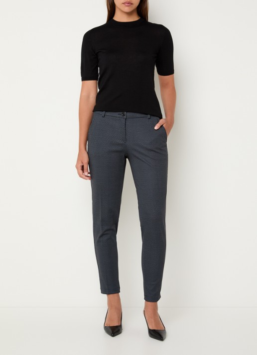BRAX Maron S mid waist slim fit cropped chino met elastische band - voorkant 3 donkerblauw