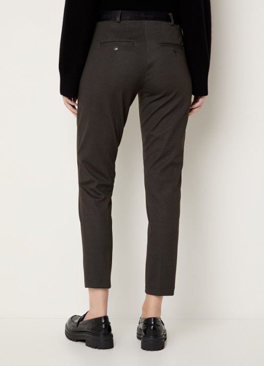 BRAX Maron S mid waist slim fit cropped chino met elastische band - achterkant 4 groen