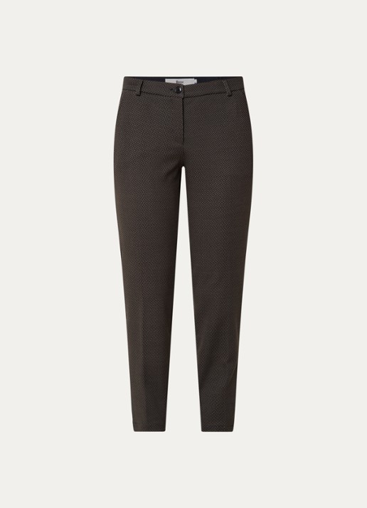BRAX Maron S mid waist slim fit cropped chino met elastische band - voorkant 2 groen