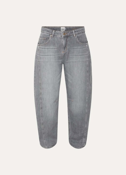 BRAX Megan S high waist cropped tapered jeans met steekzakken - voorkant 2 grijs