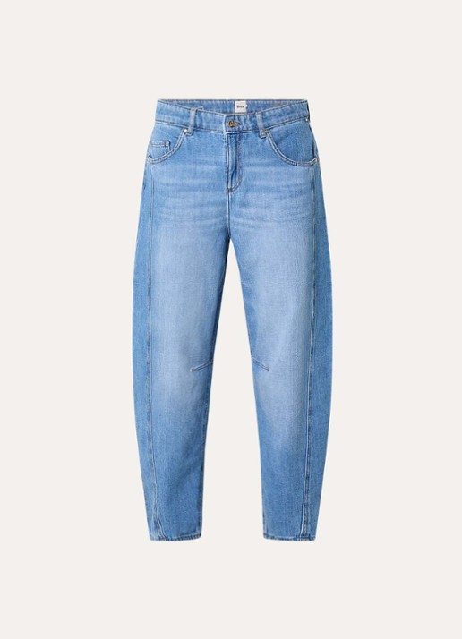 BRAX Megan S high waist cropped tapered jeans met steekzakken - voorkant indigo
