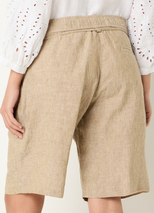 BRAX Mel mid waist straight fit korte broek van linnen - achterkant 4 zand