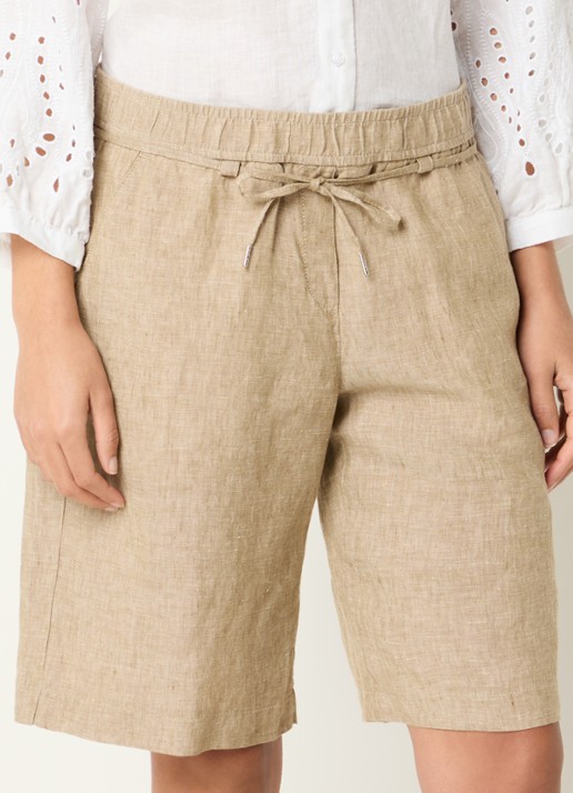 BRAX Mel mid waist straight fit korte broek van linnen